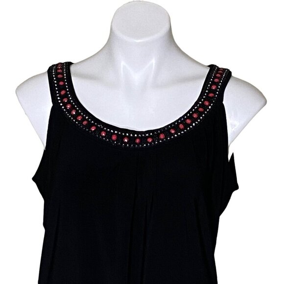 White House Black Market Black Beaded Mini Dress, Sleeveless Women's Size M - Picture 2 of 9
